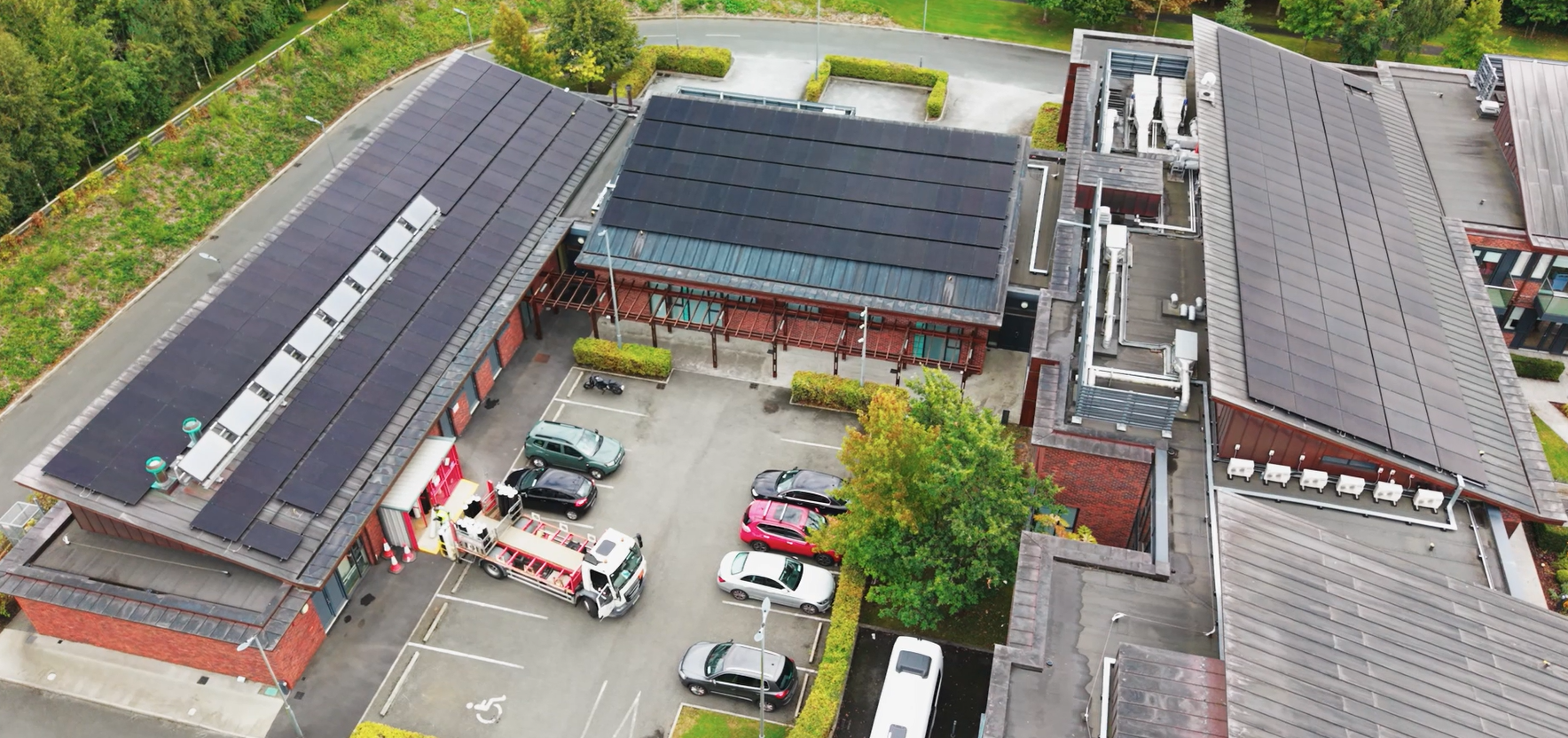 Commercial building with solar panels in Ireland