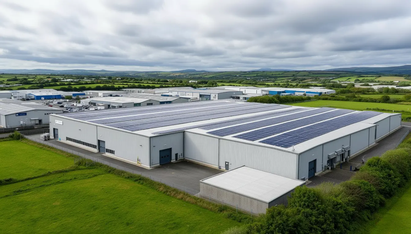 Commercial building with solar panels